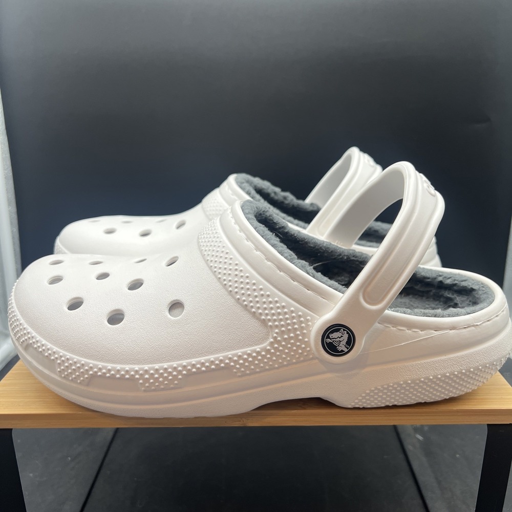 Crocs Classic Lined Clog White Faux Fur Slip On Lined Shoes W 10 M 8